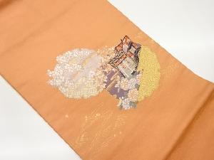 雪輪に御所車模様織出し名古屋帯